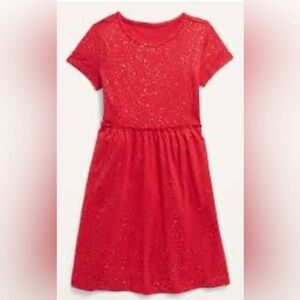 Old Navy | Girls Fit & Flare Red Sparkle Jersey Dress | Size XXL (18) | NWT
